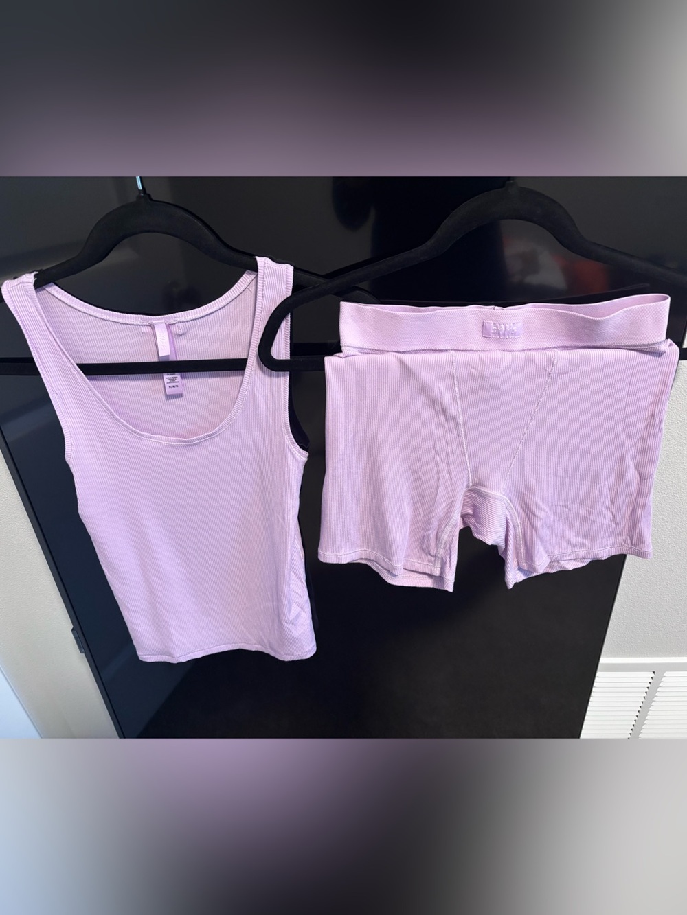 SKIMS Light Lavender Ribbed Tank & Boxer Short Set Small